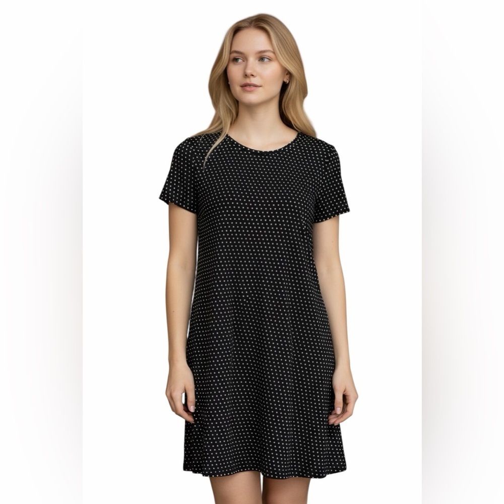Anthropology, black and white polkadot dress size medium